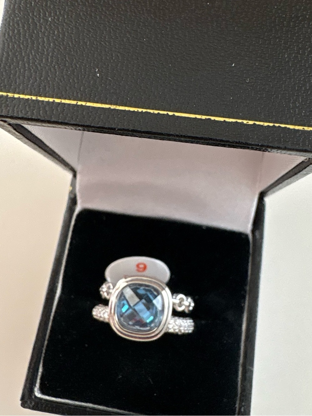 Bomb Party Ruthless Radiance Ring RG13437 Blue Zircon Spinel Rhodium Plating